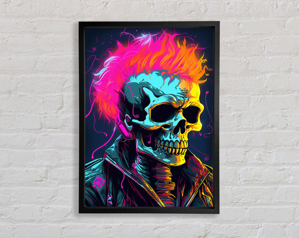 Neon Punk Skeleton Framed Print