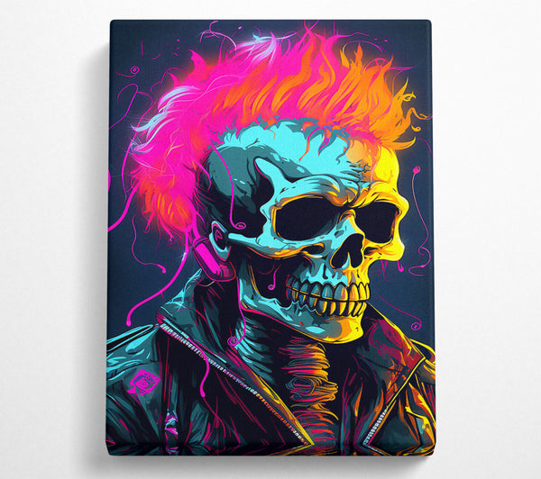  A Canvas Print of Neon Punk Skeleton Canvas Print