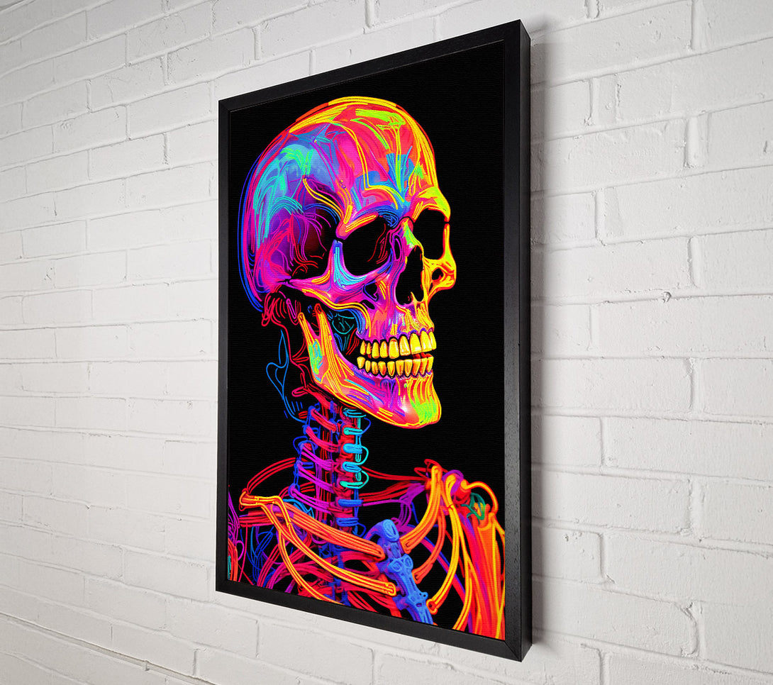  A Canvas Print of Neon Skeleton Man Canvas Wall Art