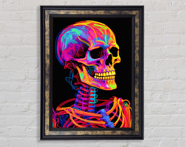 Neon Skeleton Man Framed Print