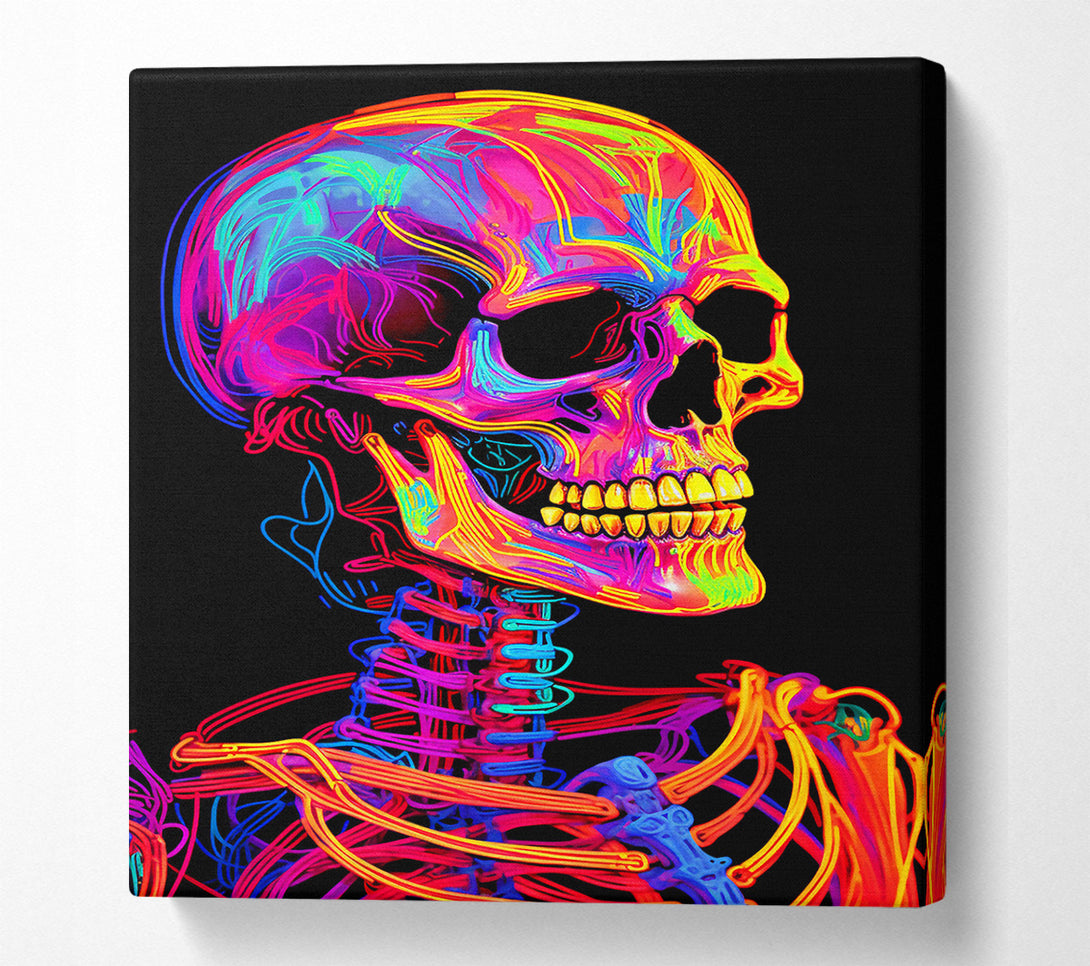  A Canvas Print of Neon Skeleton Man Canvas Wall Art