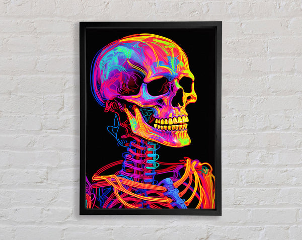 Neon Skeleton Man Framed Print