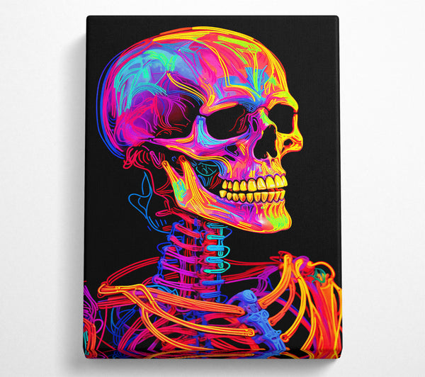  A Canvas Print of Neon Skeleton Man Canvas Wall Art