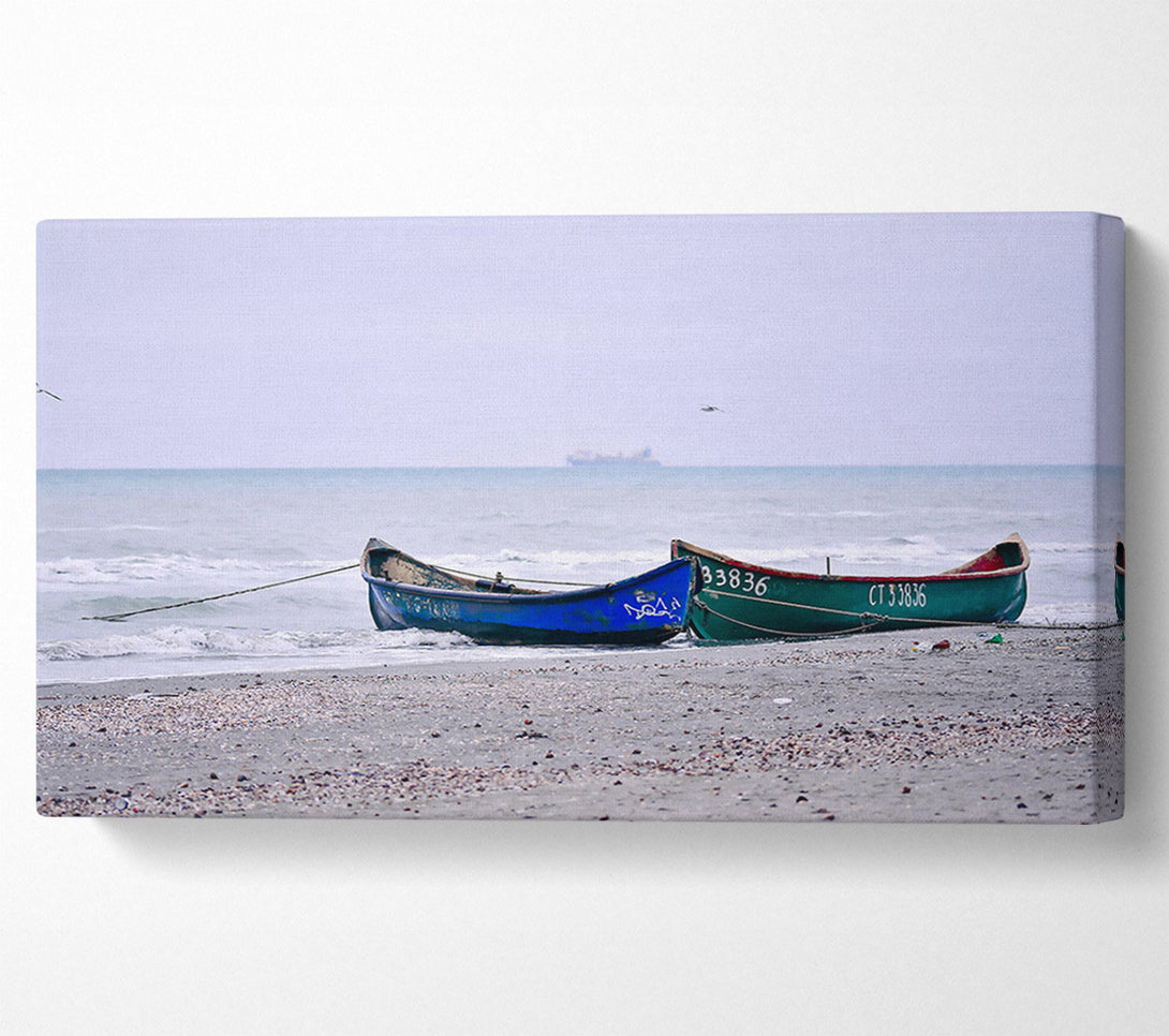  A Canvas Print of Blue Boats On Shore Canvas Art