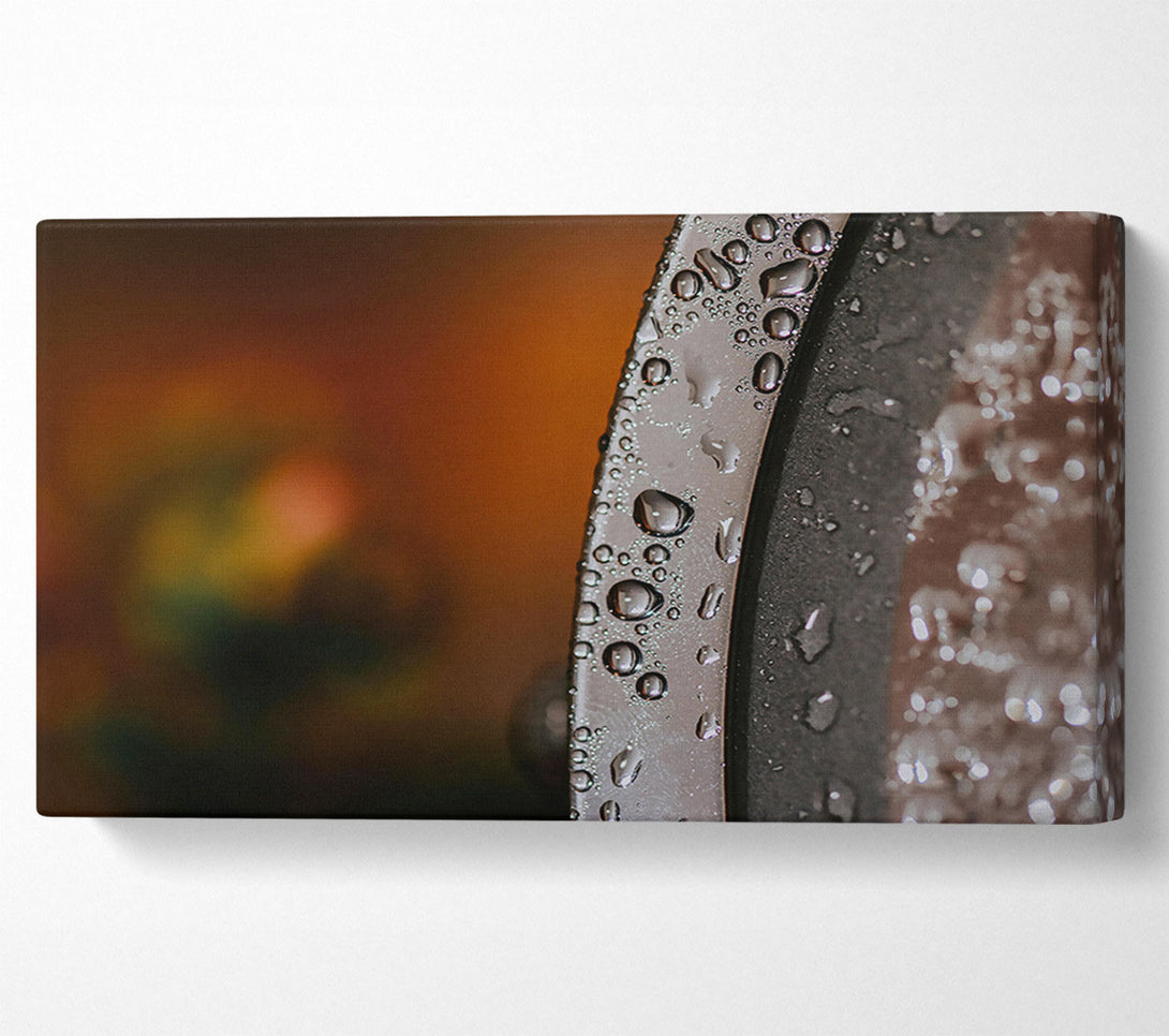  A Canvas Print of Silver Drops On Metal Canvas Print