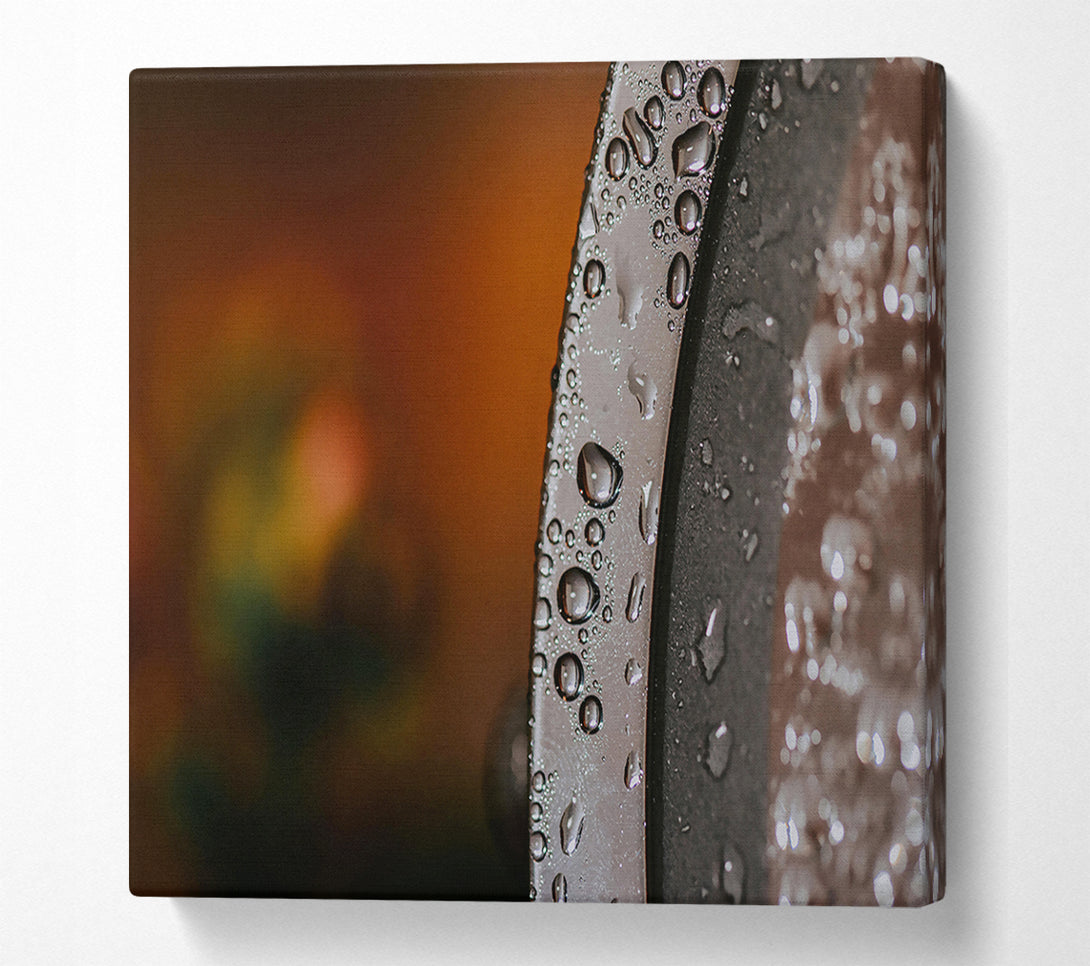  A Canvas Print of Silver Drops On Metal Canvas Print