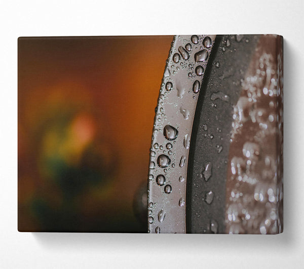  A Canvas Print of Silver Drops On Metal Canvas Print