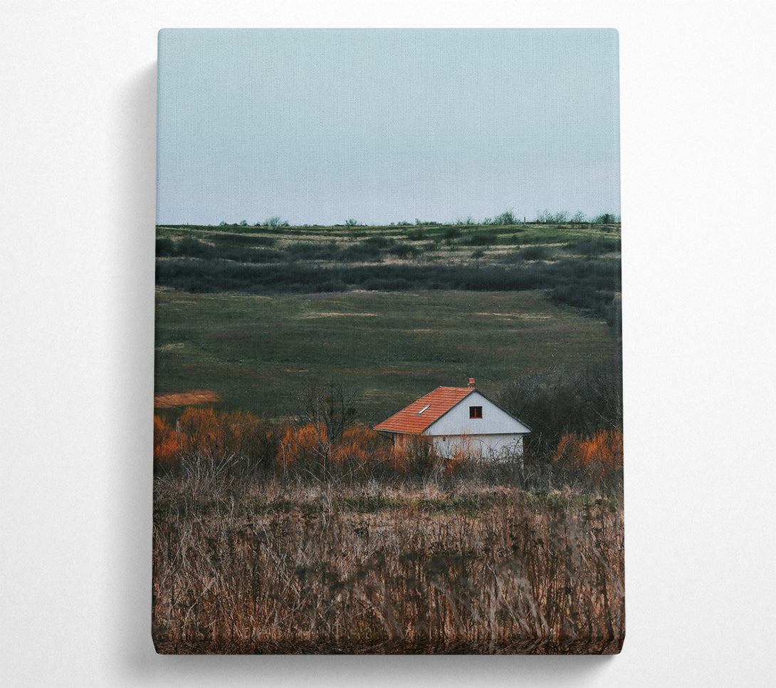  A Canvas Print of Red Roofed Solitude Canvas Print