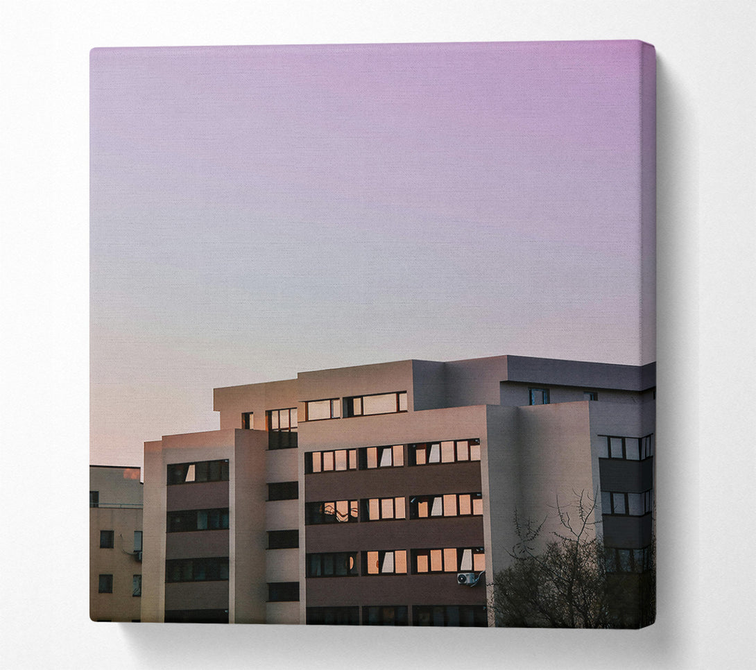  A Canvas Print of Pink Sunset Windows Canvas Print