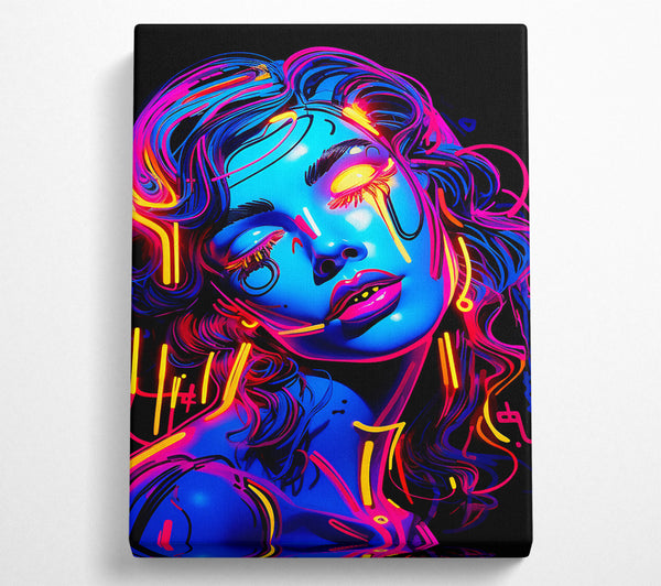  A Canvas Print of Neon Undead Girl Canvas Wall Art