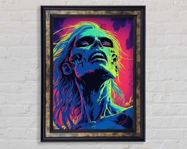 Neon Zombie Framed Print