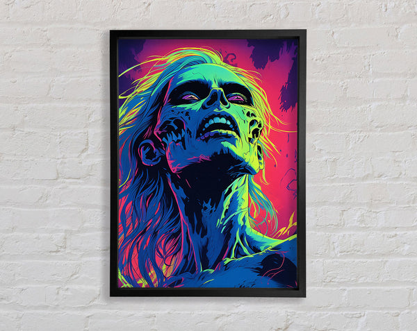 Neon Zombie Framed Print