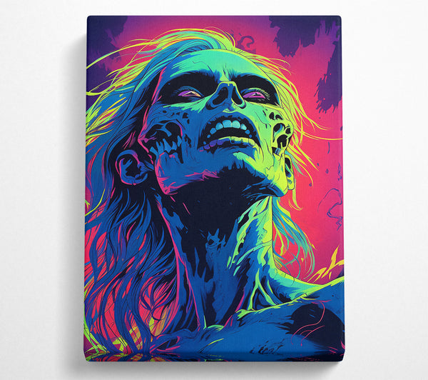  A Canvas Print of Neon Zombie Canvas Wall Art