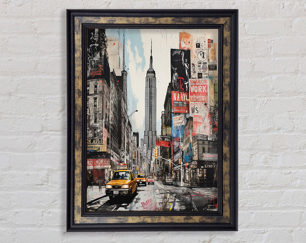 New York Times Square Sketch Framed Print