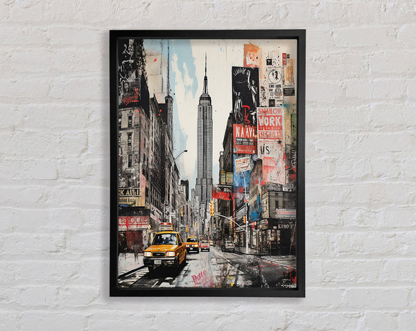 New York Times Square Sketch Framed Print