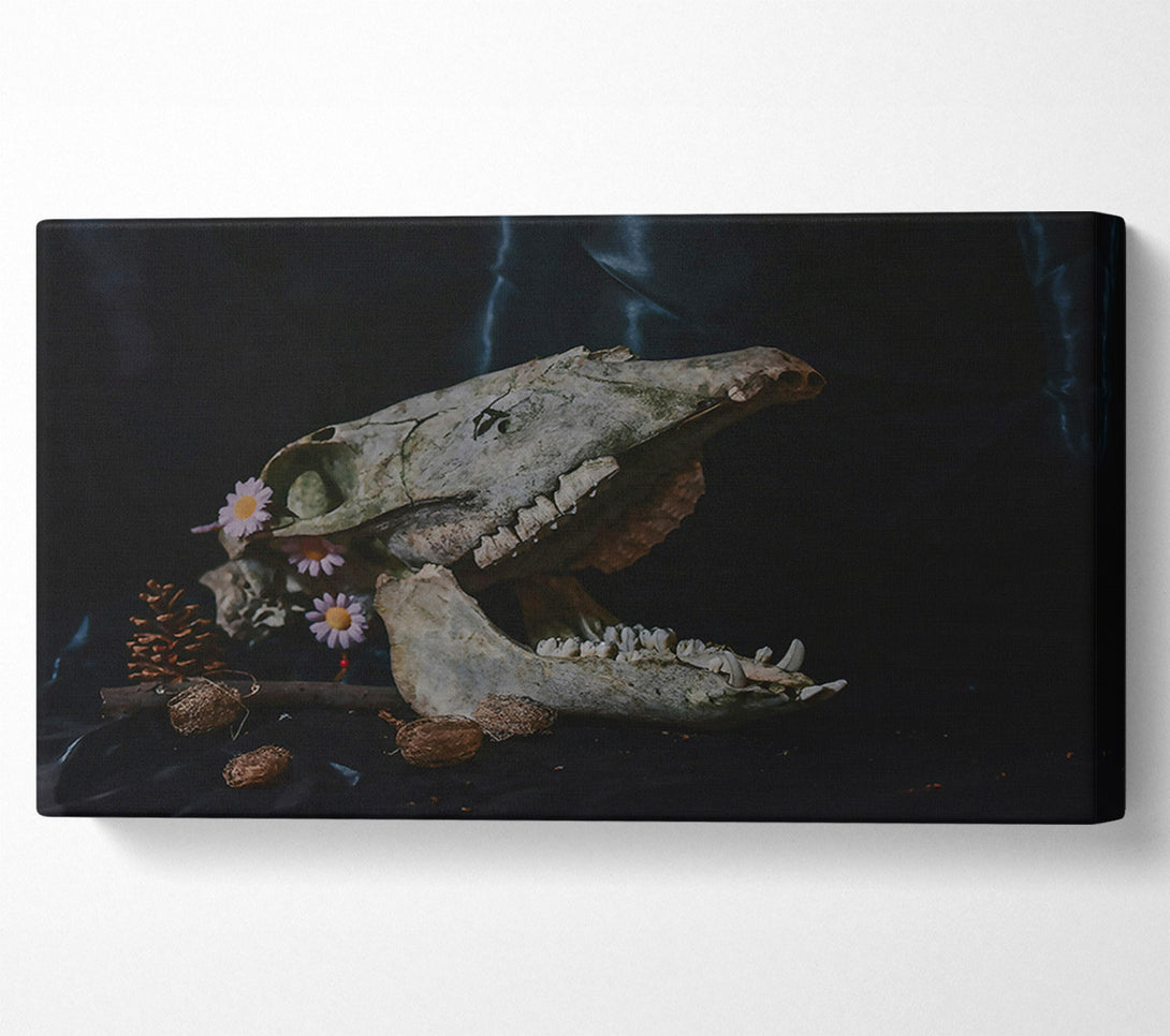  A Canvas Print of White Skull And Flowers Canvas Print