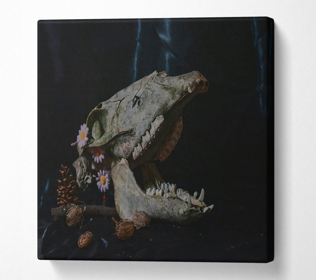  A Canvas Print of White Skull And Flowers Canvas Print