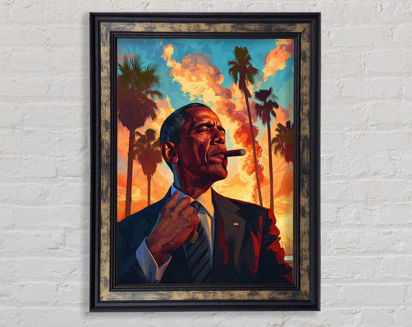 Obama Cigar Framed Print