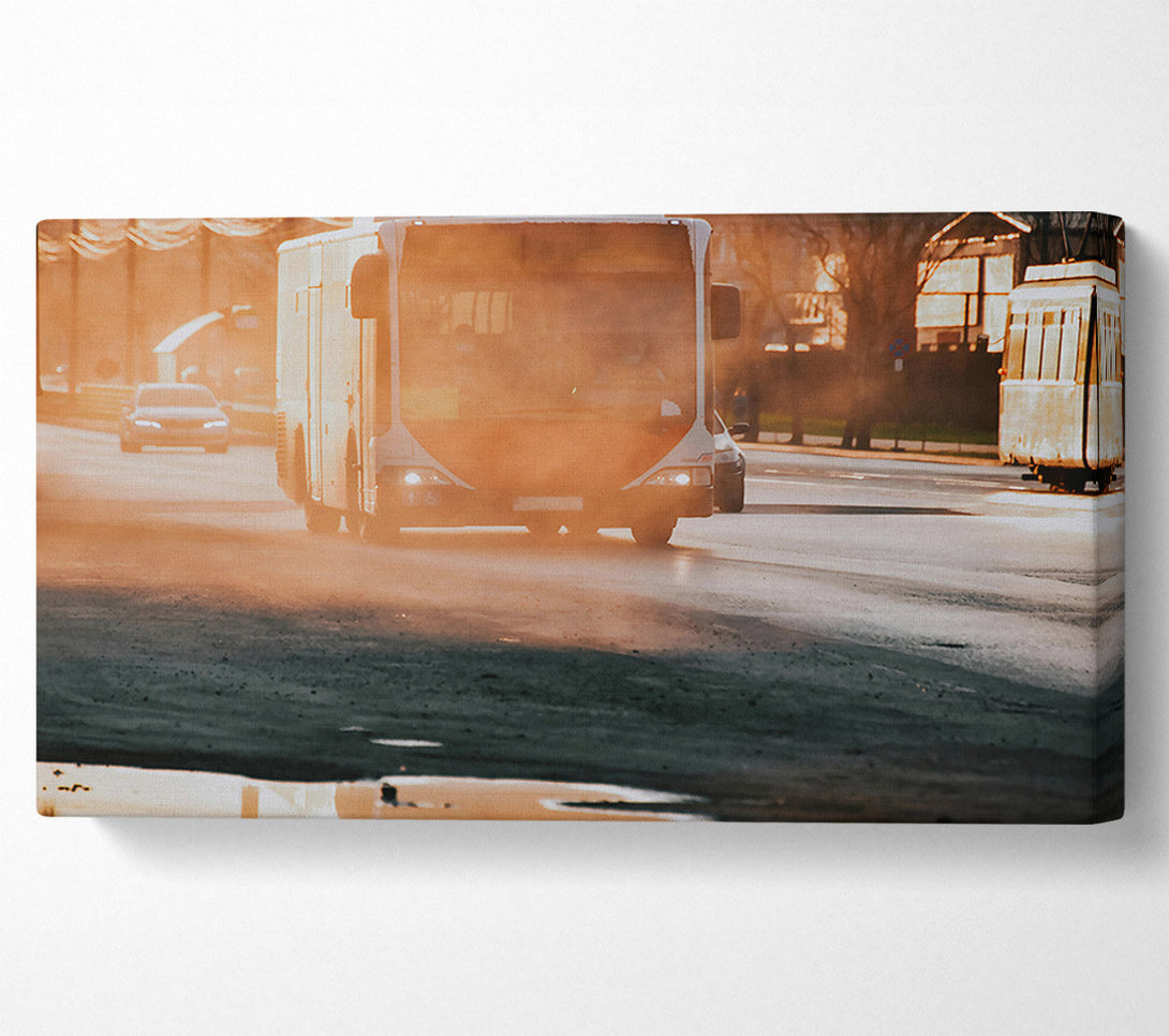  A Canvas Print of Orange Bus Haze Canvas Wall Art