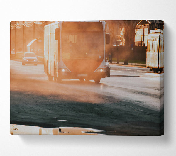  A Canvas Print of Orange Bus Haze Canvas Wall Art