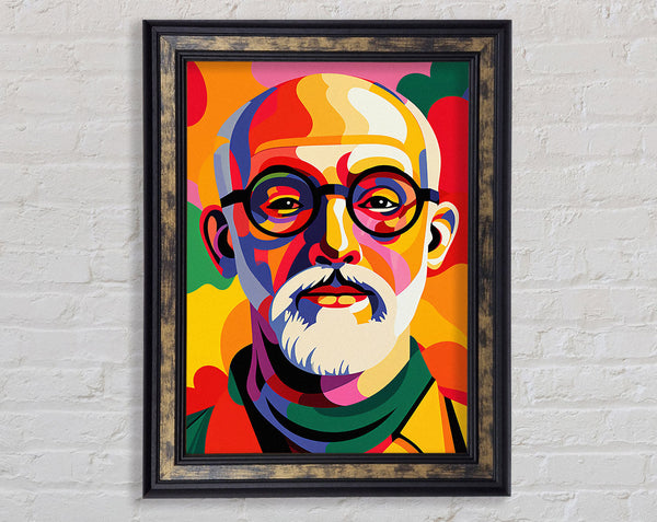 Old Man Hipster Pop Art Framed Print