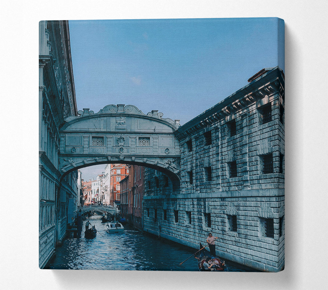  A Canvas Print of Blue Canal Bridge Canvas Wall Art