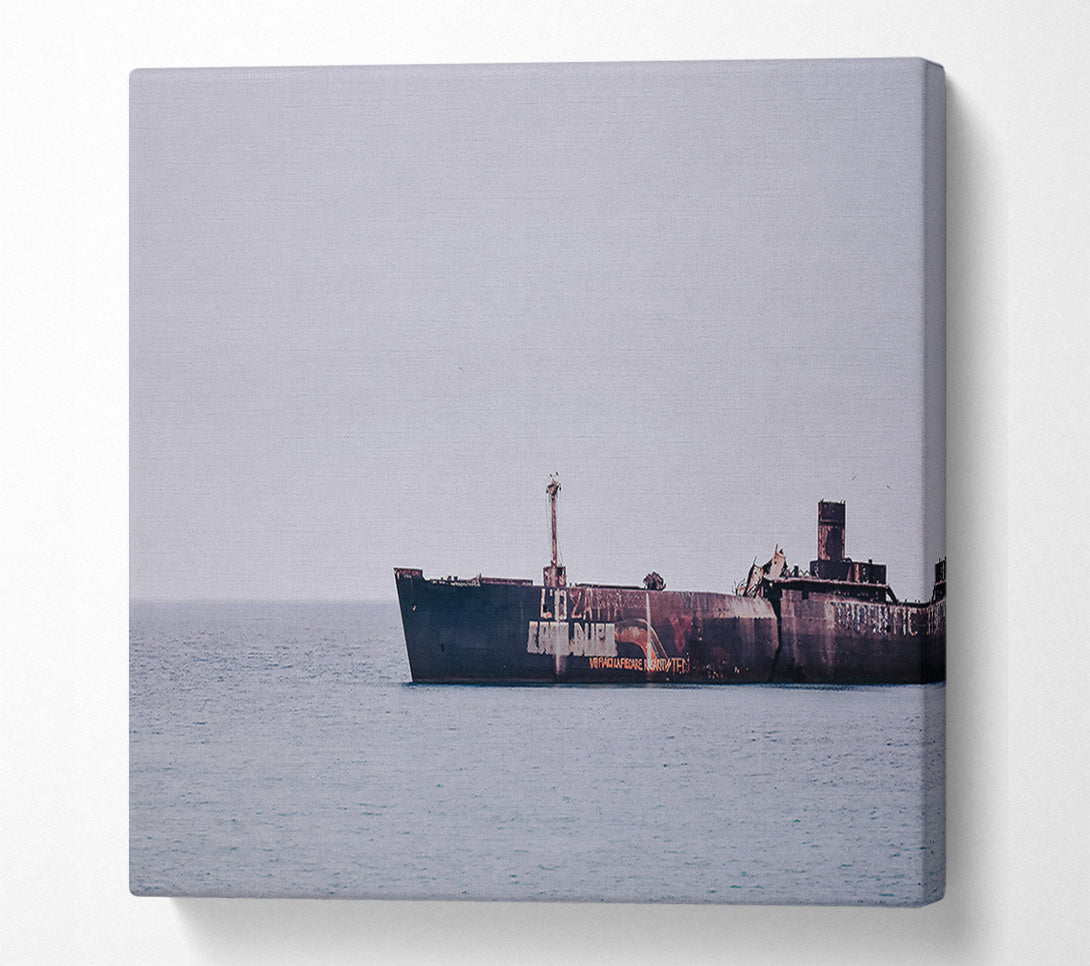  A Canvas Print of Rusting Blue Ghost Ship Canvas Art