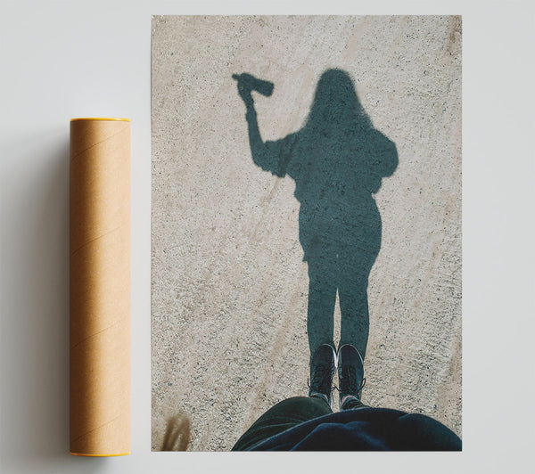 Teal Shadow Self Portrait Print