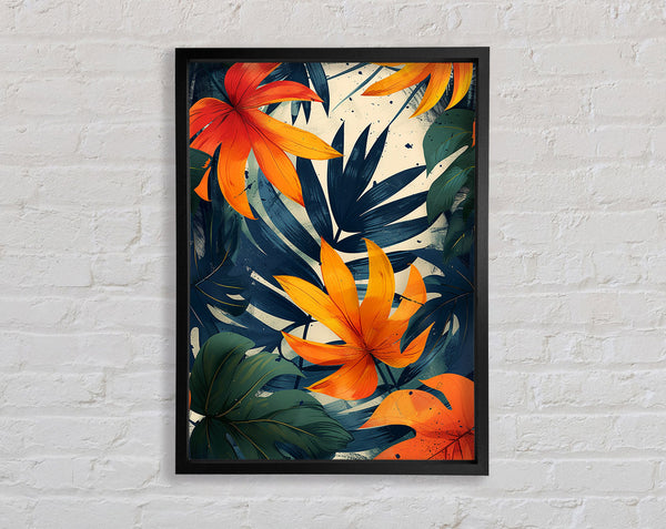 Orange And Blue Leaf Forest Framed Print