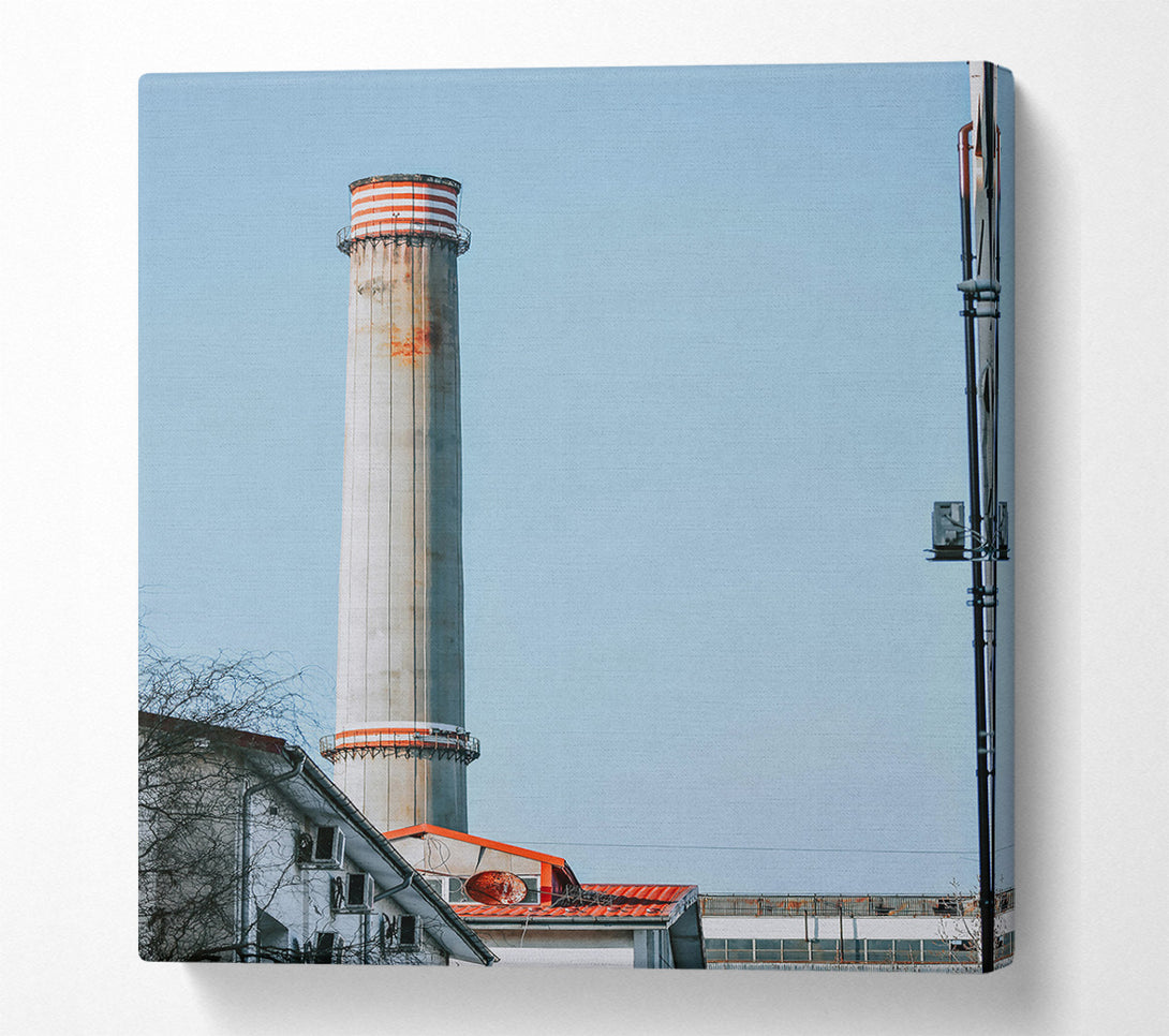  A Canvas Print of Red Stripe Chimney Sky Canvas Art