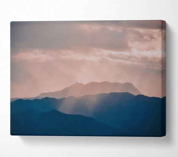  A Canvas Print of Pink Silhouetted Mountains Canvas Wall Art