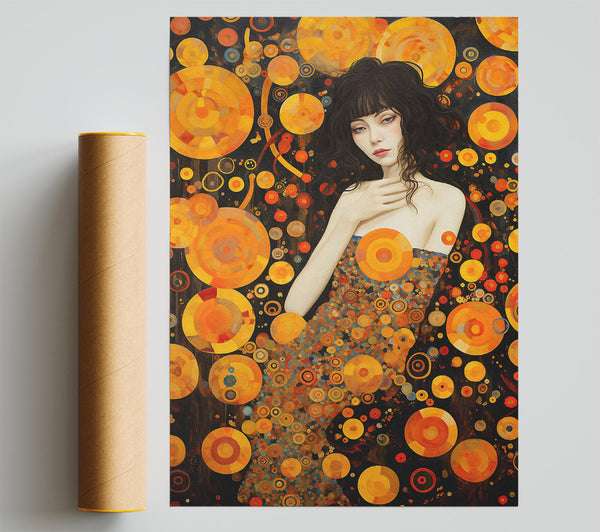 Orange Klimt Style Poster