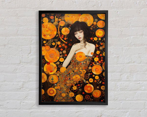 Orange Klimt Style Framed Print