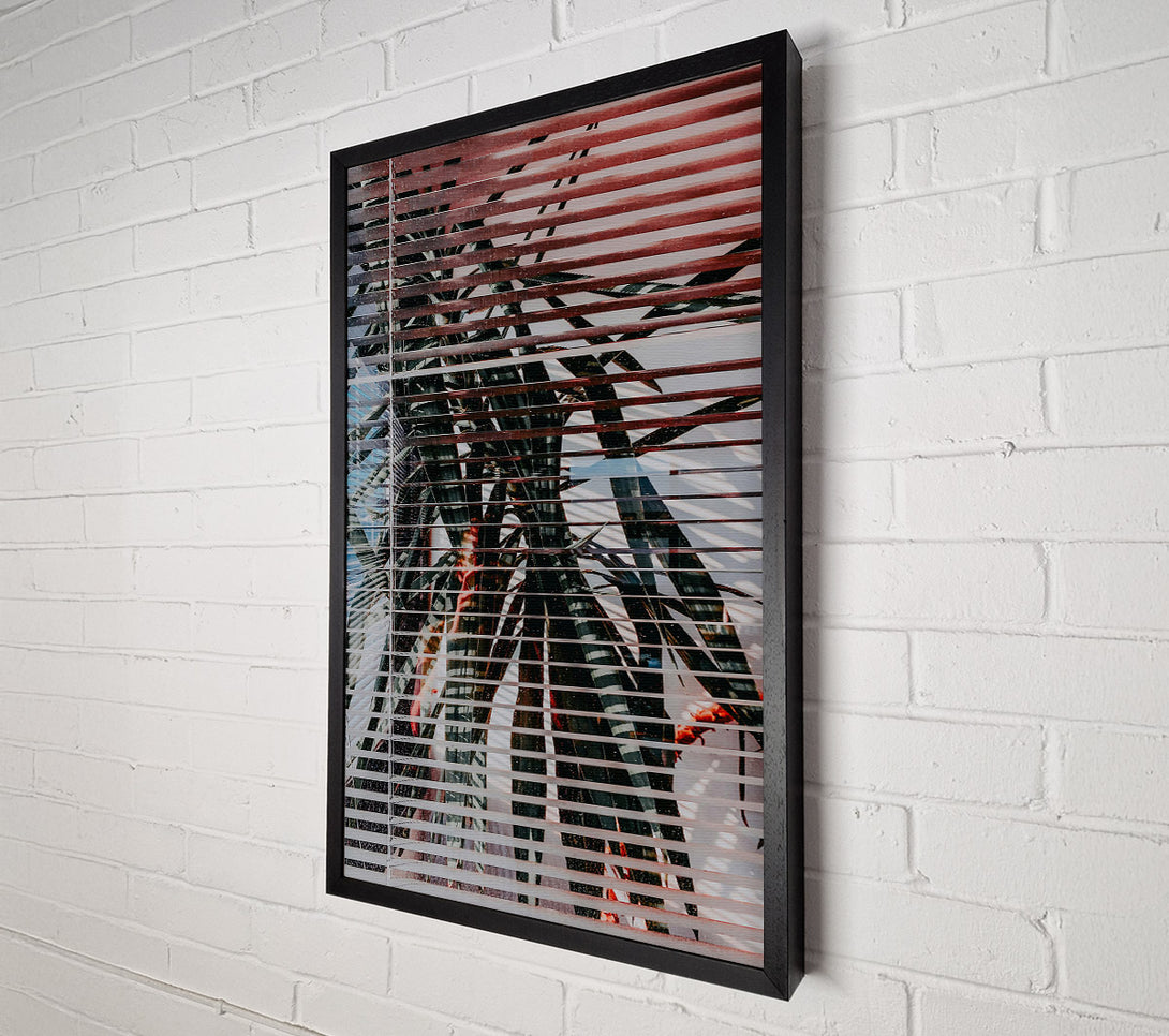  A Canvas Print of Crimson Blinds And Leaves Canvas Wall Art