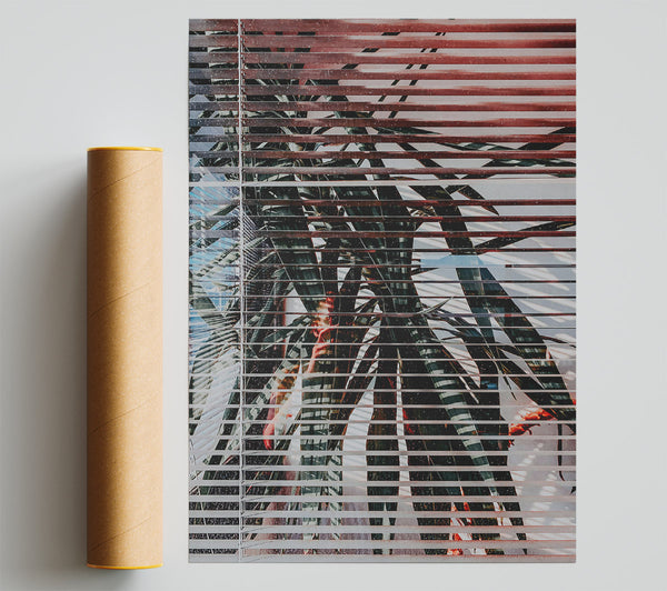 Crimson Blinds And Leaves Giclee Print