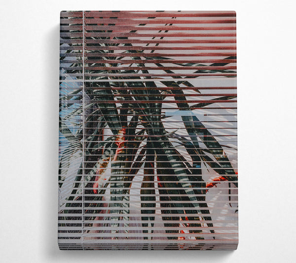  A Canvas Print of Crimson Blinds And Leaves Canvas Wall Art
