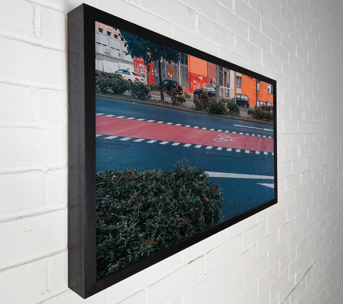  A Canvas Print of Red Bike Lane Canvas Wall Art