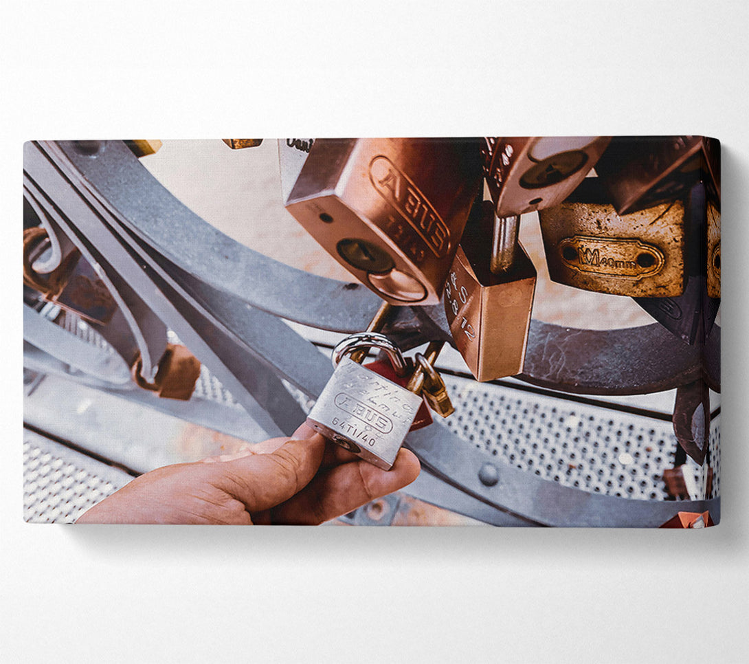  A Canvas Print of Silver Love Locks Canvas Wall Art