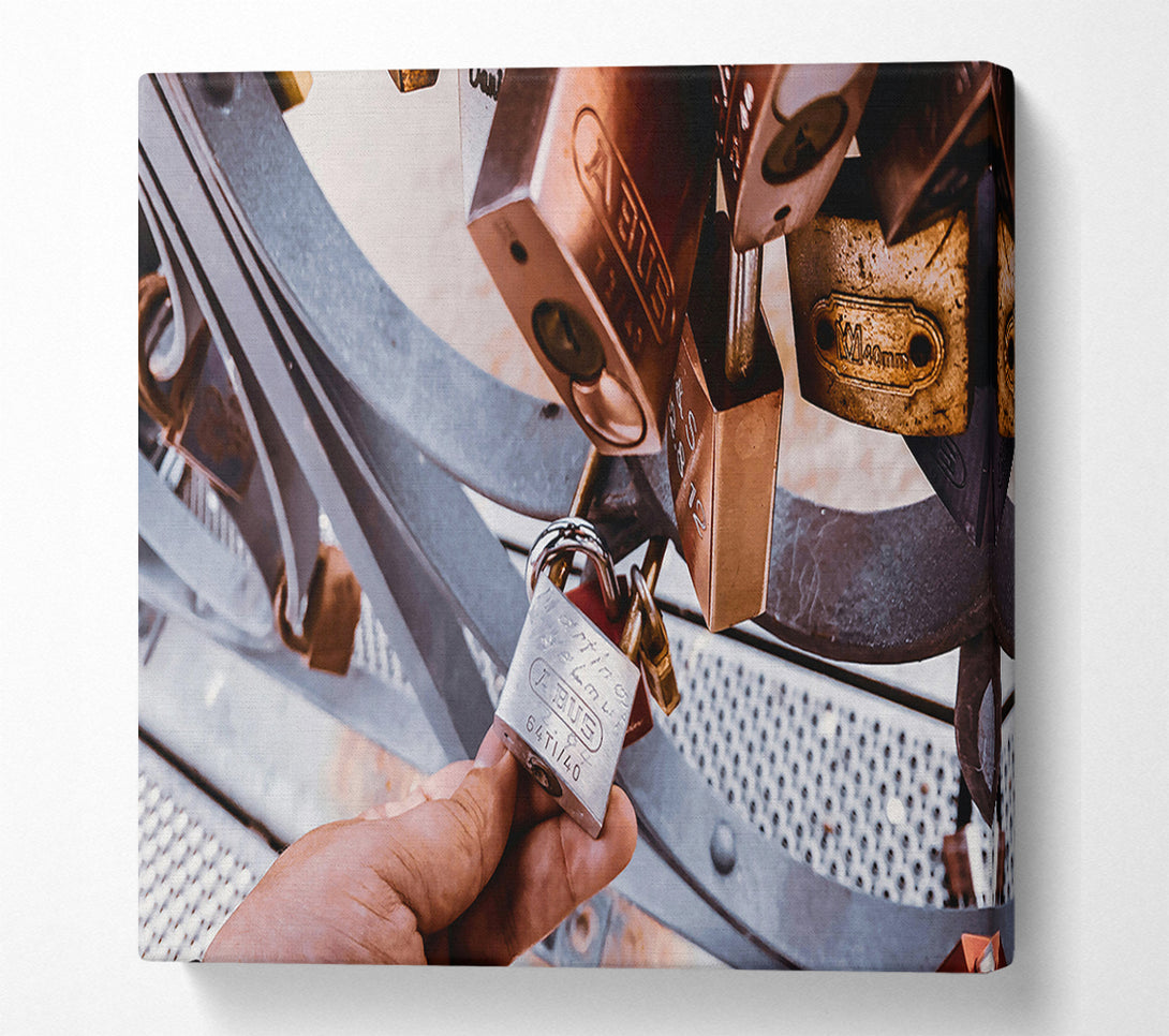  A Canvas Print of Silver Love Locks Canvas Wall Art