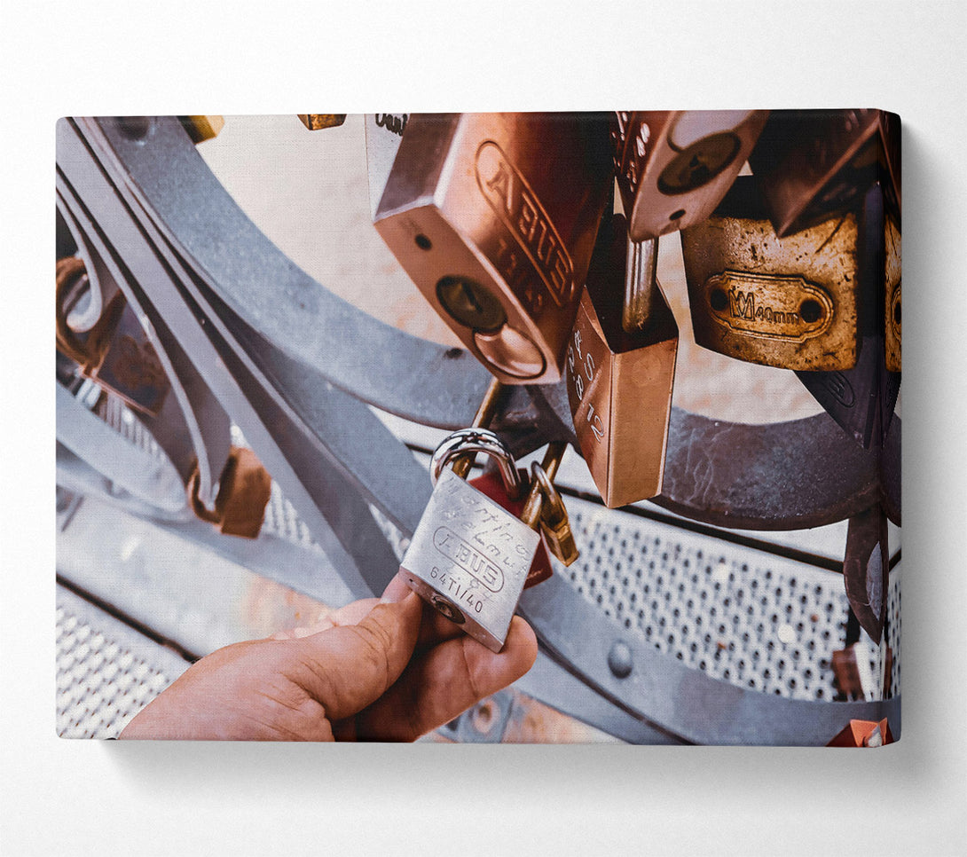  A Canvas Print of Silver Love Locks Canvas Wall Art