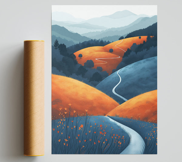 Orange Mountains Over The Valley Giclee Print
