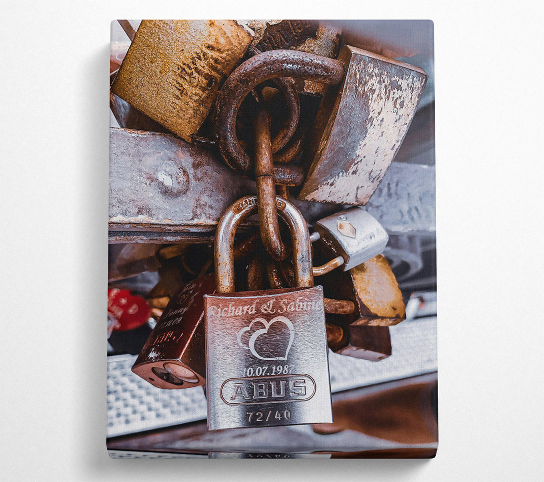  A Canvas Print of Silver Love Locks Canvas Wall Art