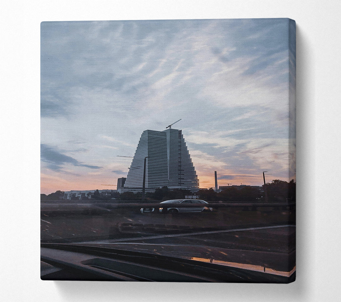  A Canvas Print of Orange Sky Cityscape Canvas Print