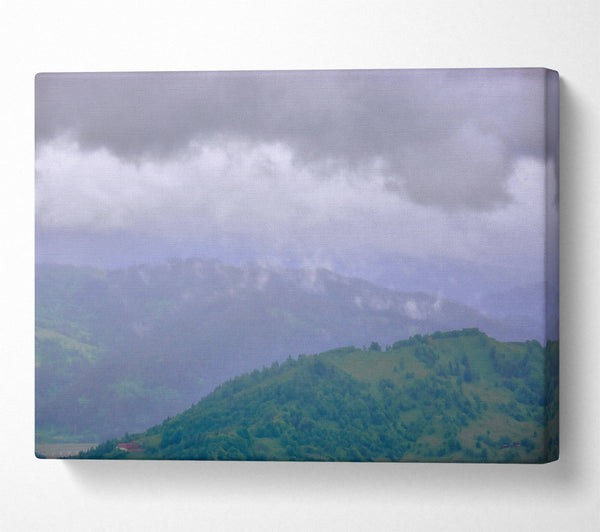  A Canvas Print of Gray Clouds Over Hills Canvas Wall Art