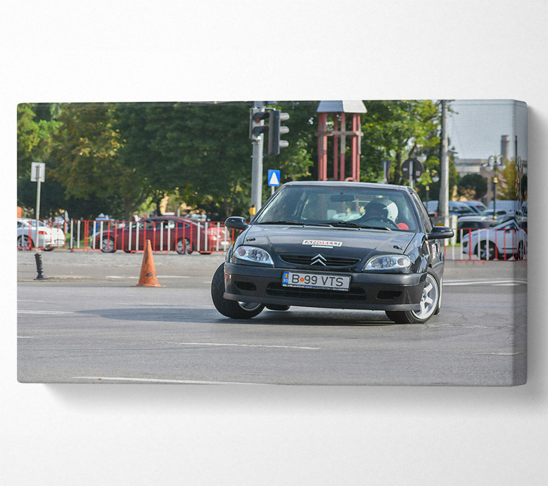  A Canvas Print of Black Car Drifting Canvas Print