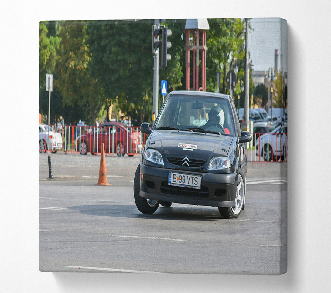  A Canvas Print of Black Car Drifting Canvas Print
