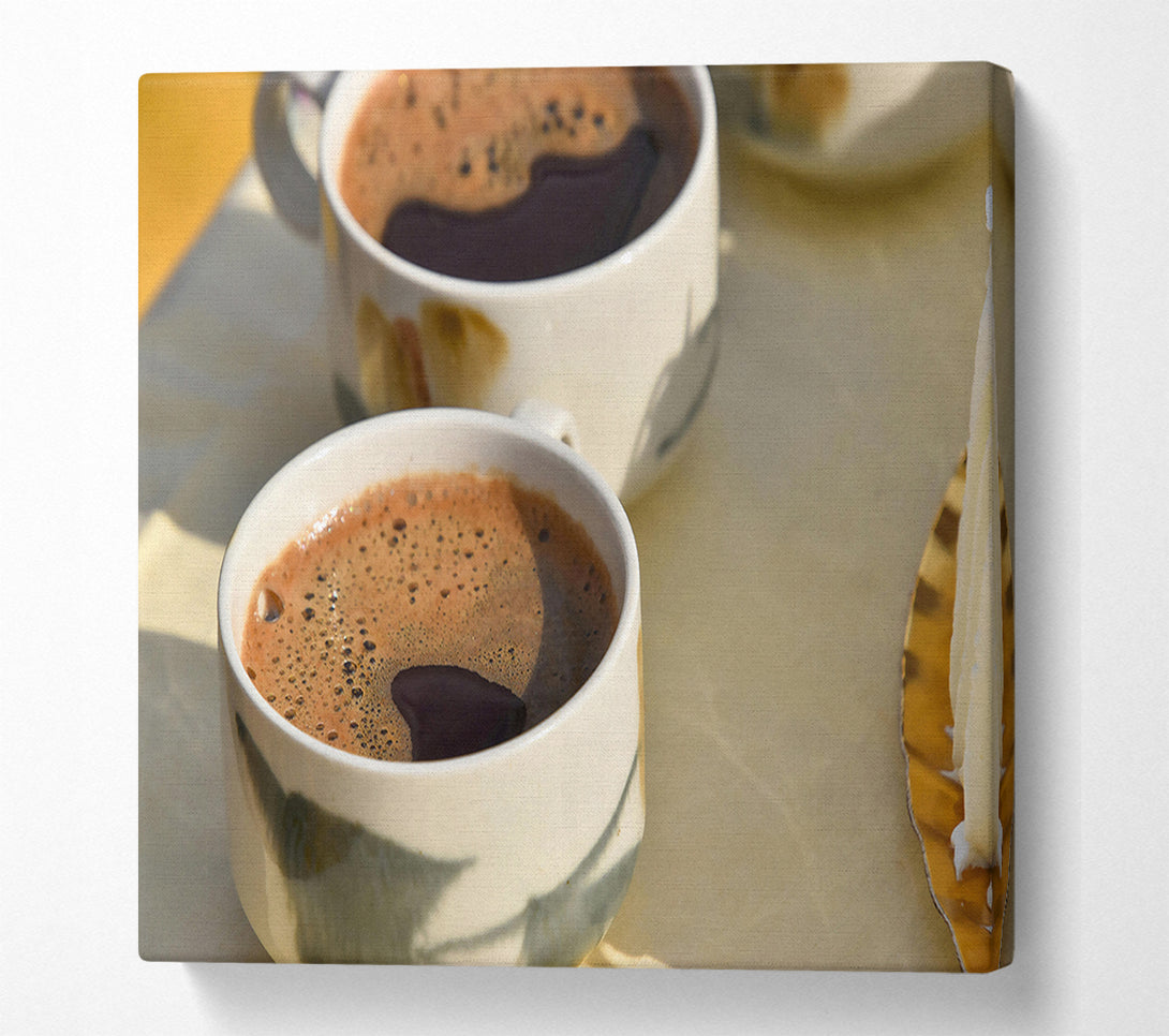  A Canvas Print of Creamy Brown Coffee Cups Canvas Print
