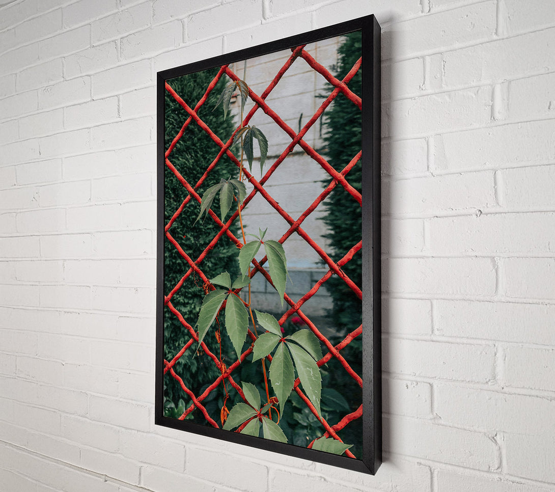  A Canvas Print of Red Vines And Green Leaves Canvas Wall Art