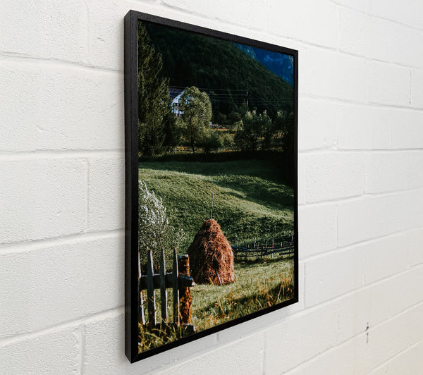 Golden Haystack In Green Fields