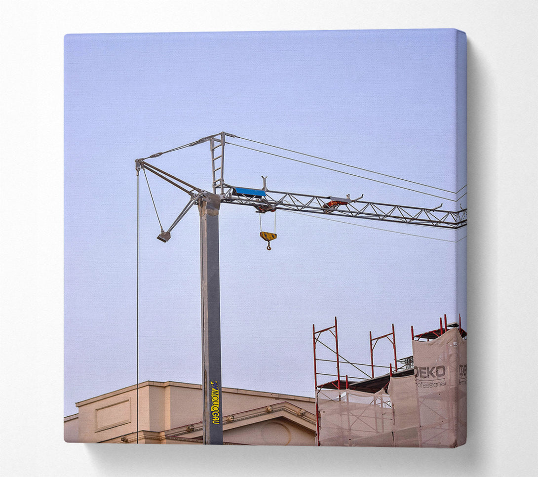  A Canvas Print of Blue Construction Crane Canvas Wall Art